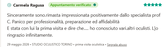 Recensione di un paziente del Dott. Panico